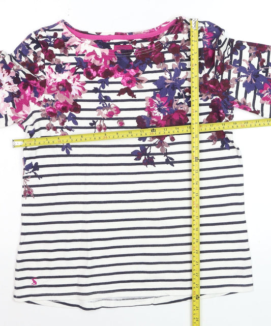 Joules Womens Multicoloured Floral Striped Long Sleeve Cotton T-Shirt Size 12