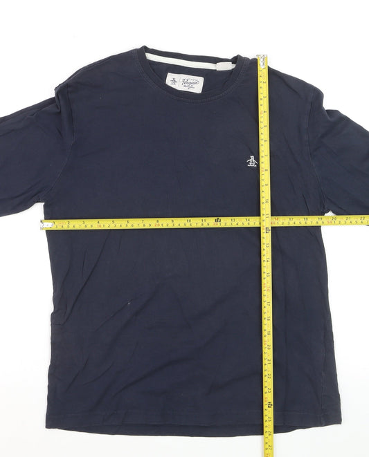 Penguin by Munsingwear Men's Blue Long Sleeve Cotton Crew Neck Top Size L