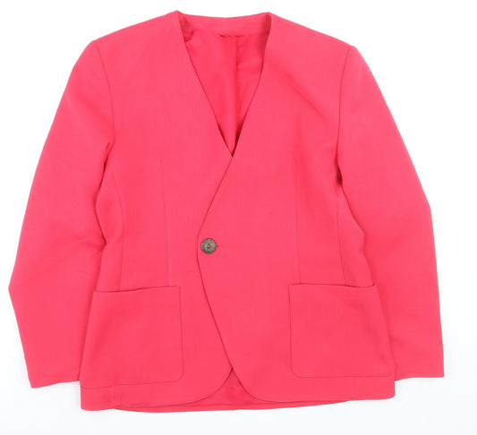 Additional front view of C&A Women Pink Regular Fit Single-Breasted Blazer, size 16