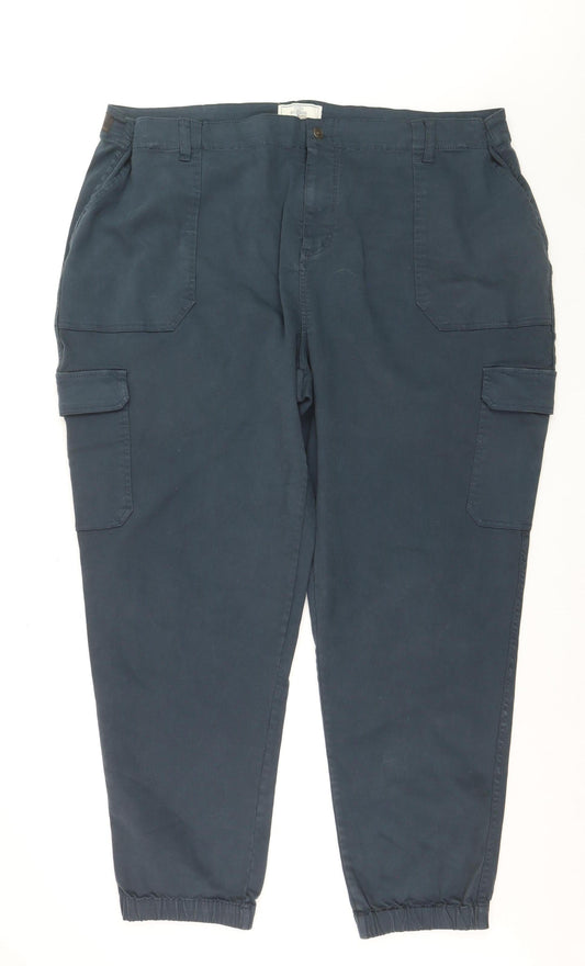 Fat Face Mens Blue Cargo Trousers 24L Regular Fit Cotton Blend