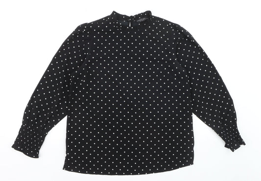 Dorothy Perkins Women Black Polka Dot Long Sleeve Blouse UK 10