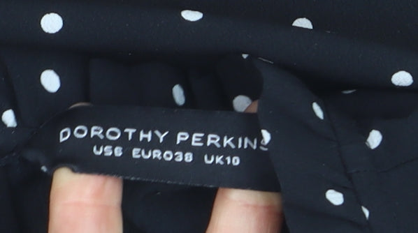 Additional view of Dorothy Perkins Women Black Polka Dot Long Sleeve Blouse UK 10