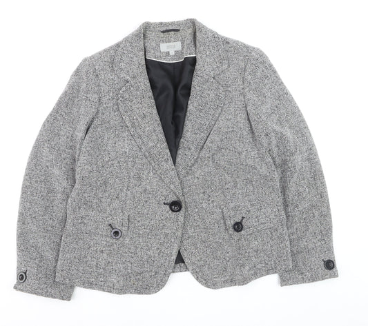 Marks and Spencer Women Grey Tweed Blazer Jacket Size 10 Classic Fit