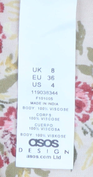 ASOS DESIGN Women’s Beige Floral Midi Slip Dress Size 8