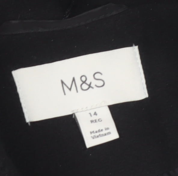 Marks and Spencer Women's Black Wool Blend Long Overcoat Size 14