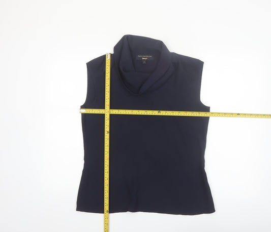 Paul Costelloe Women's Blue Sleeveless Cowl Neck Blouse UK 12