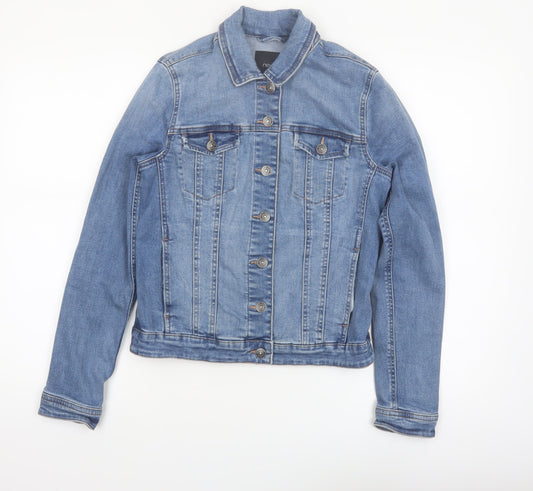 Next Women's Blue Denim Jacket Size 10 Classic Casual