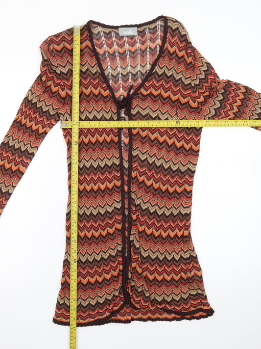 Wallis Women’s Multicoloured Chevron Knit Cardigan Size 14 V-Neck Lightweight