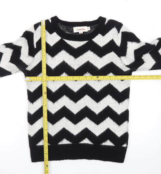 Louche Women's Black & White Chevron Knit Jumper Size 10