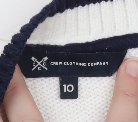Crew Clothing Women’s White Navy Striped Cotton Jumper Size 10