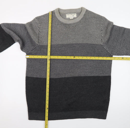 F&F Men’s Grey Cotton Blend Crew Neck Pullover Jumper Size L