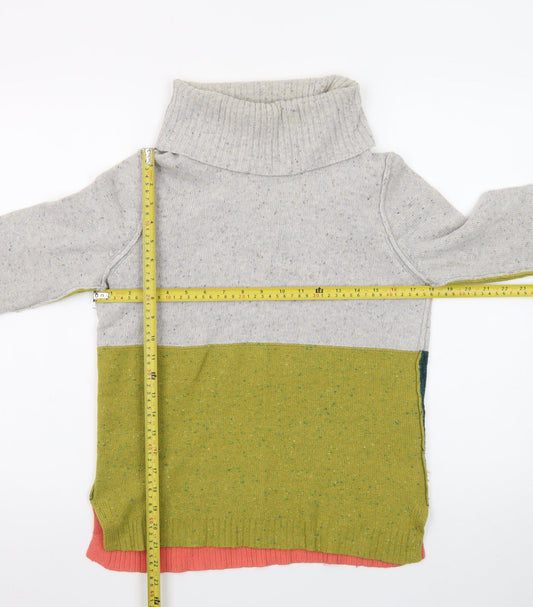 White Stuff Women’s Multicoloured Roll Neck Wool Blend Jumper Size 10