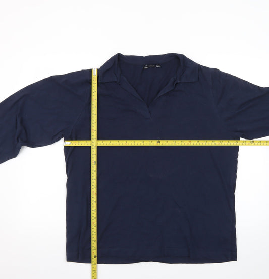 ASOS Women’s Blue Cotton Henley Collared Long Sleeve Jumper Size S