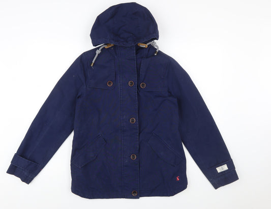 Joules Womens Blue Waterproof Cotton Parka Jacket Size 8