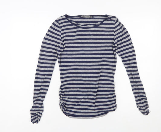 Mint Velvet Women’s Blue Grey Striped Long Sleeve Stretch Jersey Top Size 8