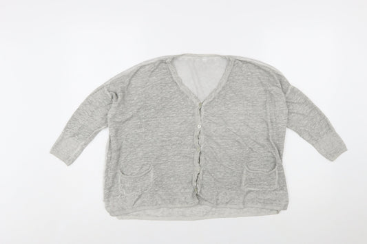 Mint Velvet Women’s Grey Linen V-Neck Button Cardigan Size 10
