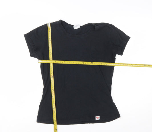 Lee Cooper Womens Black Cotton Basic Short Sleeve T-Shirt Size 12