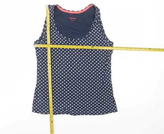 Boden Womens Blue Polka Dot Cotton Tank Top UK 12