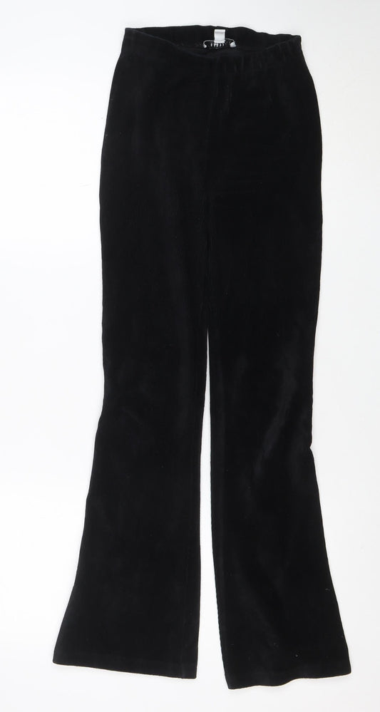 Topshop Women’s Black Petite Size 6 Corduroy Flared Trousers