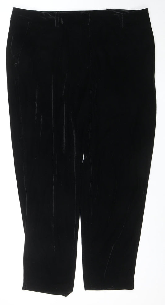 Dorothy Perkins Womens Black Velvet Trousers Size 18