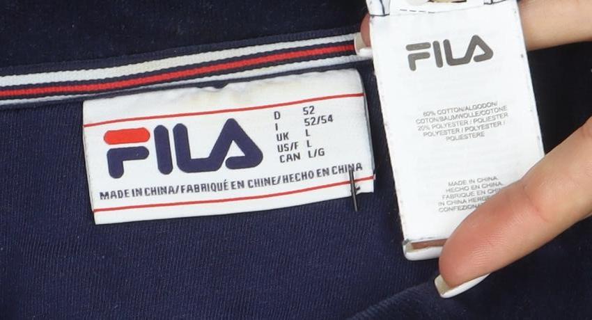 FILA Men’s Blue Full Zip Velvet Sweatshirt Size L