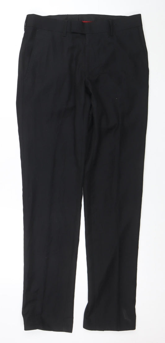 Additional front view of Dressmann Slim Fit Black Dress Pants 30x32 unisex adults trousers