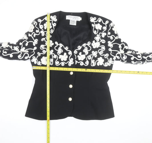 Carmen Toranzo Black Embroidered Blazer Women’s Size 12 Formal Jacket