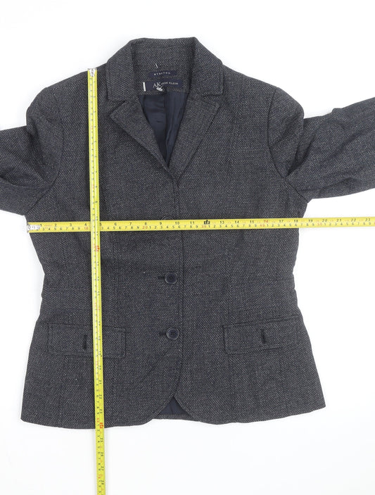 Anne Klein Women Grey Tweed Single-Breasted Blazer Size 10