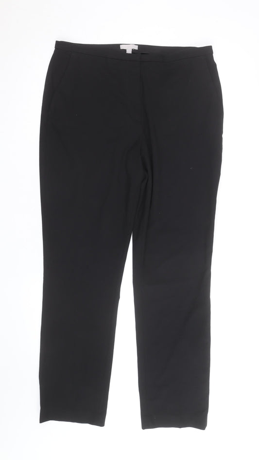 H&M Women Black Stretch Dress Pants Size 12 Straight Leg Trousers