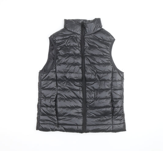 Boohoo Women’s Black Puffer Waistcoat Gilet Size 8 Quilted Zip