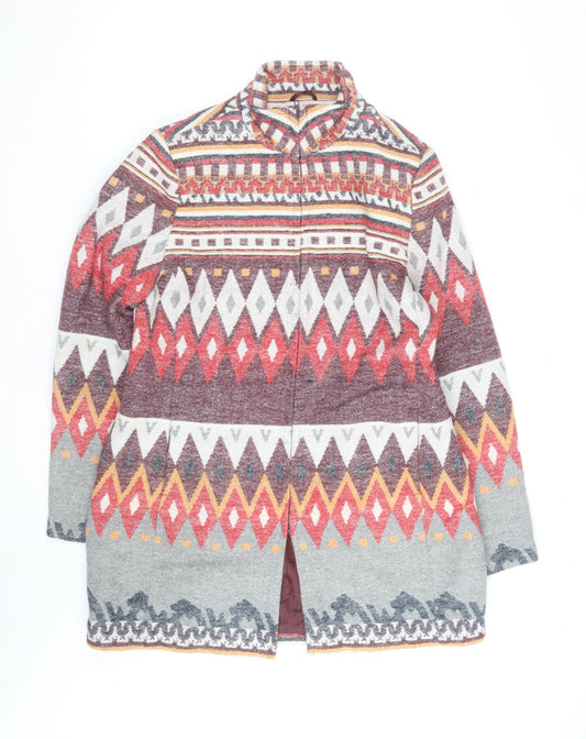 Angie Men's Multicoloured L Aztec Pattern Mid-Length Coatigan