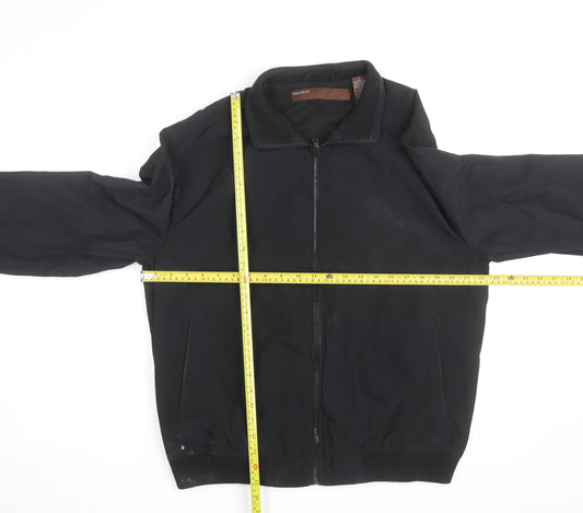 Perry Ellis Men's Black Bomber Jacket L Full Zip Polyester Casual