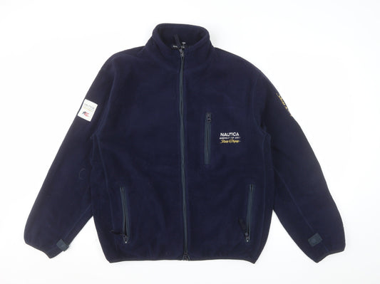Nautica Men's Blue Fleece Full Zip Jacket Size S Embroidered Nautical Style