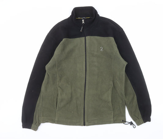 IZOD Men’s Green Black Fleece Full Zip Outdoor Jacket Size M