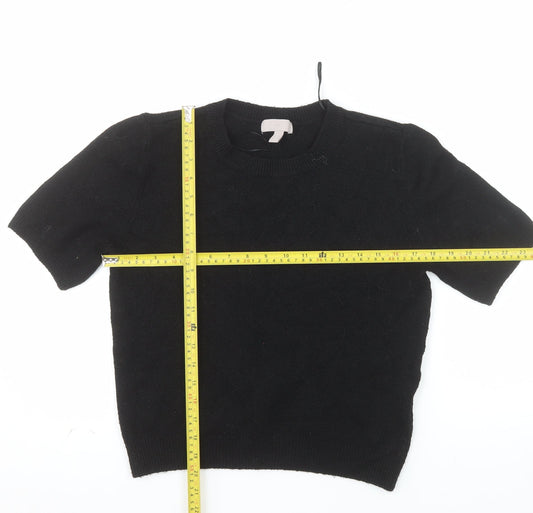 H&M Women’s Black Crew Neck Short Sleeve Pullover Jumper Size M