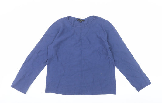 Uniqlo Women Blue Cotton Crew Neck Long Sleeve Pullover Jumper Size M