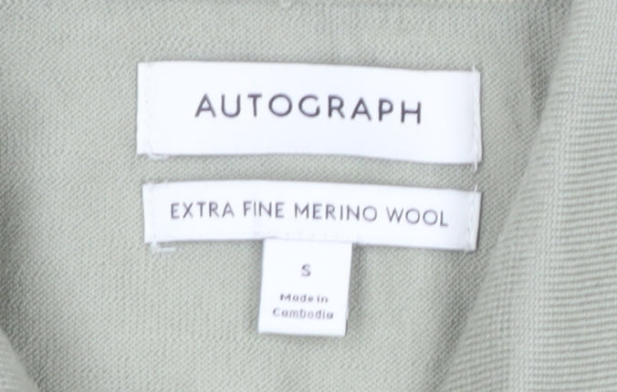 Marks and Spencer Men’s Green Merino Wool Henley Jumper Size S