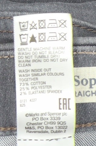 Marks and Spencer Women's Grey Straight Jeans Size 8 Regular Fit
