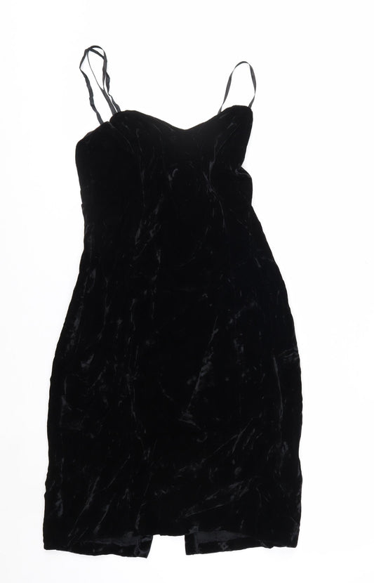 Nadine Boutique Women Black Velvet Slip Dress Size 10 Party Cocktail