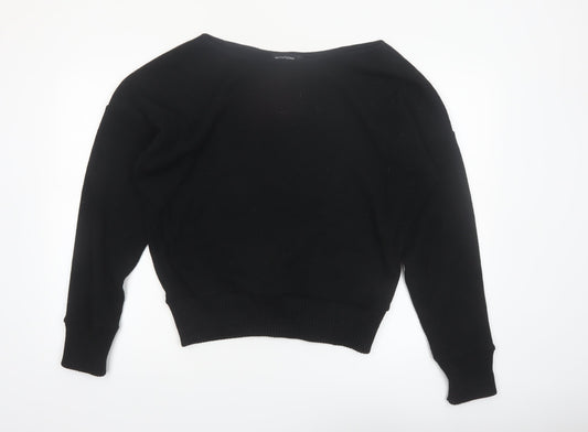 PRETTYLITTLETHING Women Black L Knit Long Sleeve Boat Neck Jumper