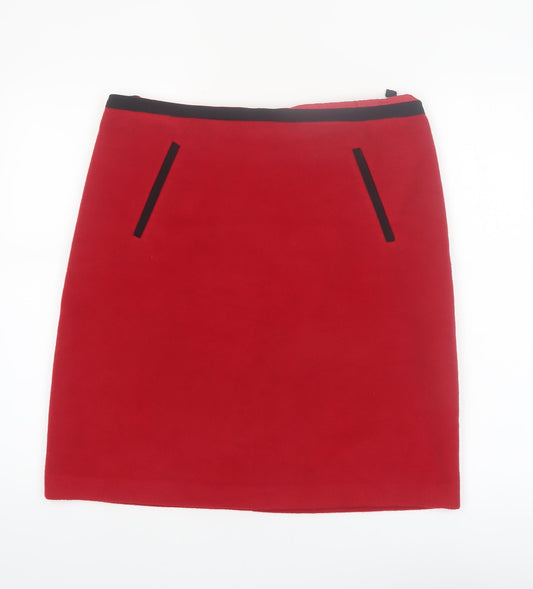 Marks and Spencer Women’s Red Pencil Skirt Size 14 Wool Blend