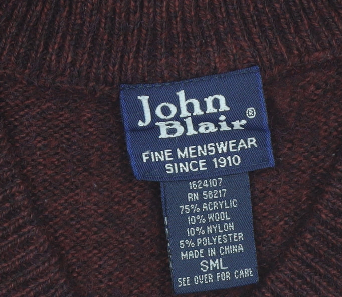 John Blair Men's Brown Sleeveless V-Neck Knit Vest Jumper Size S