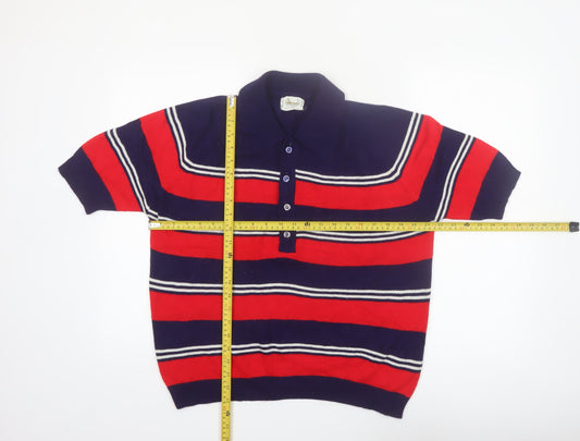 La Strada Women’s Multicoloured Collared Henley Jumper L Retro Knit