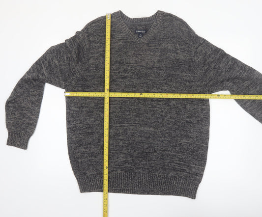St. John's Bay Men's Grey Cotton V-Neck Pullover Jumper L