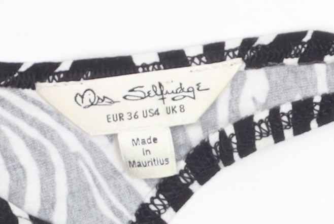 Miss Selfridge Women's Black Zebra Print Bodysuit UK 8