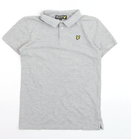 Additional front view of Lyle & Scott Junior Grey Short Sleeve Polo Shirt 14-15 Years