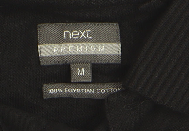 Next Men's Blue Black Colourblock Cotton Polo Shirt Size M