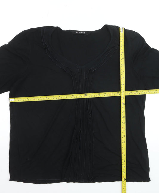 Essence Women’s Black V-Neck 3/4 Sleeve Tunic Blouse Size 20