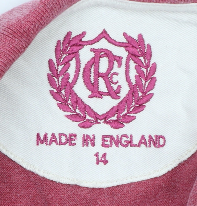 Brand and care label for Crumbié Teens Red Rugby Club Long Sleeve Cotton Polo Shirt, size 14