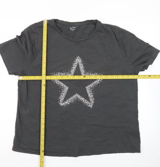 Tu Women’s Black Star Print Cotton T-Shirt Size 18 Short Sleeve
